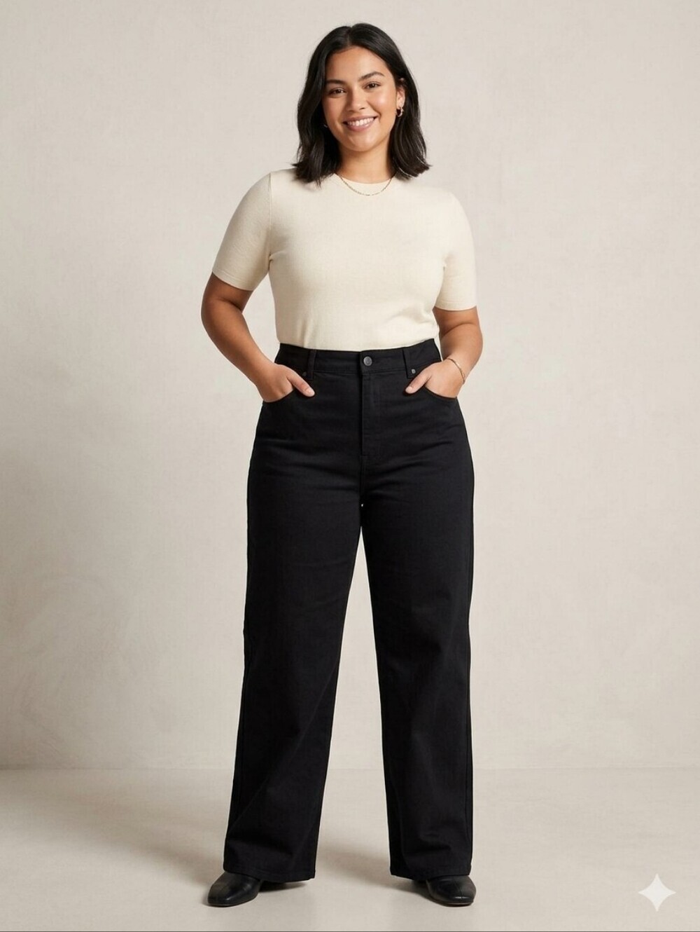 Zara Black Straight-Leg Jeans